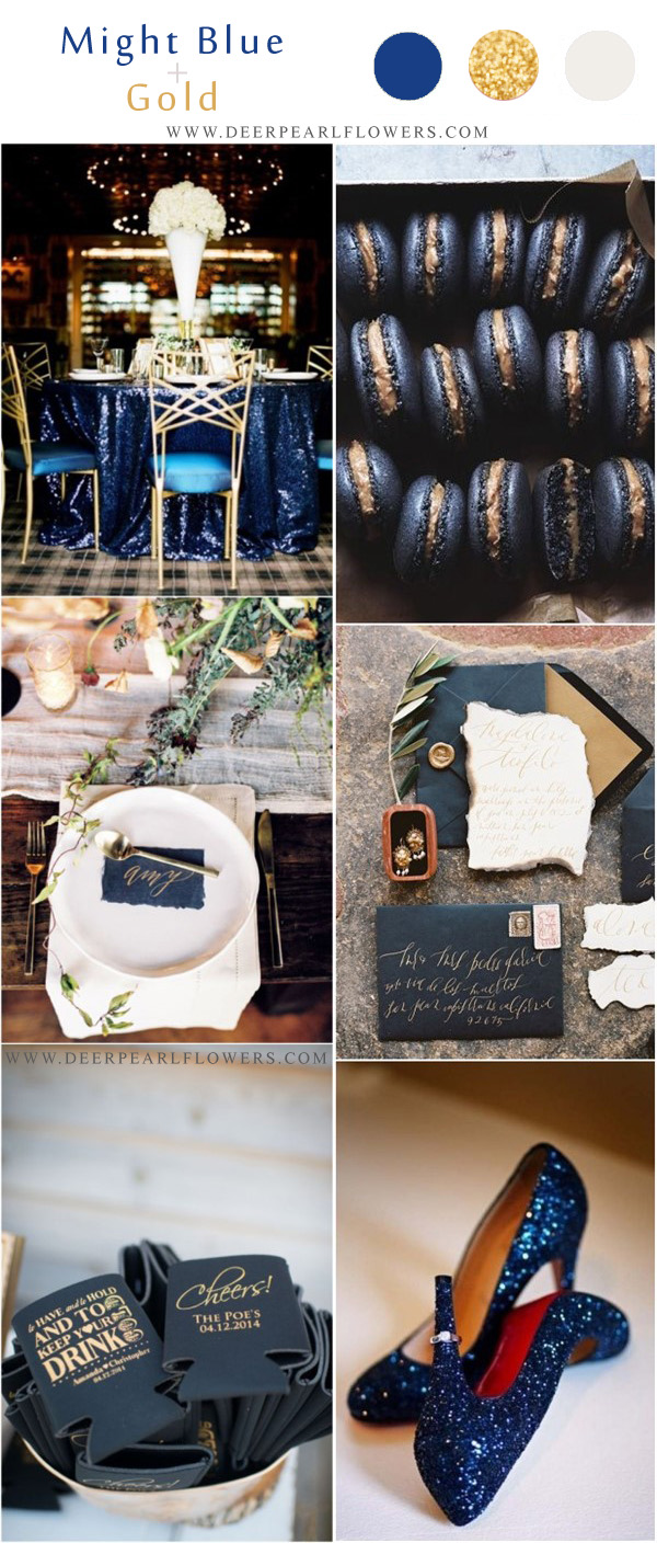 might night blue and gold wedding color ideas