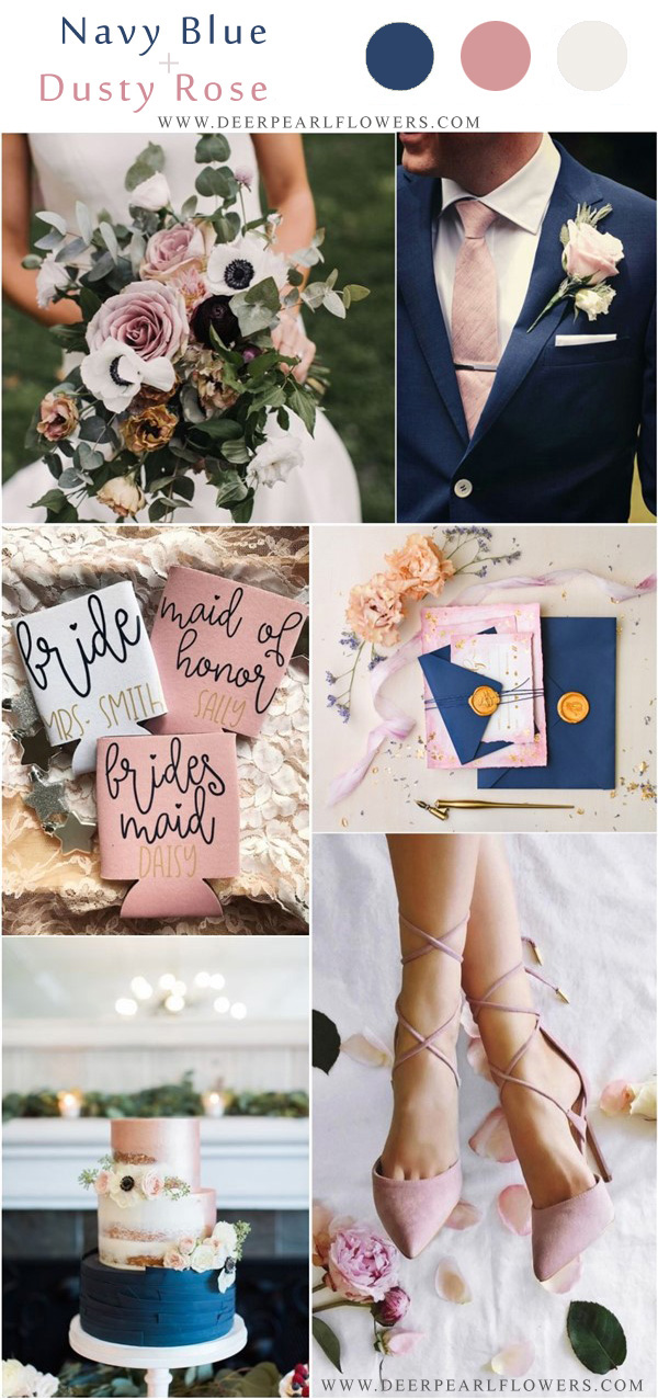 navy blue and dusty rose wedding color ideas