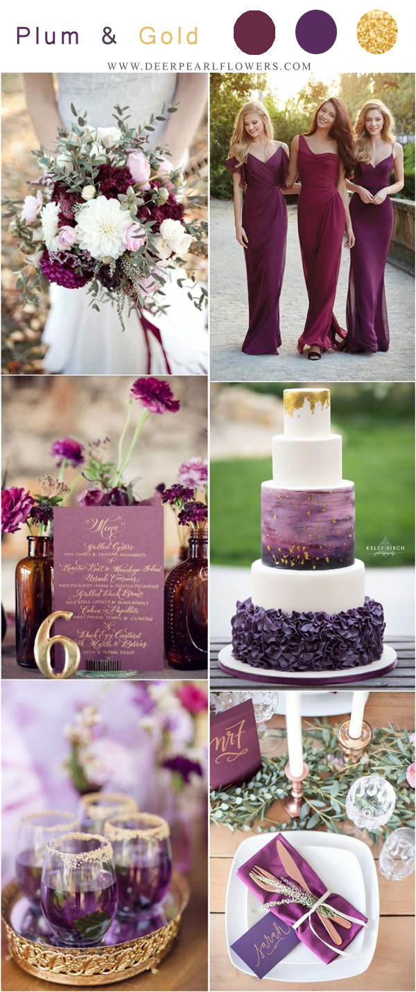 plum purple and gold wedding color ideas