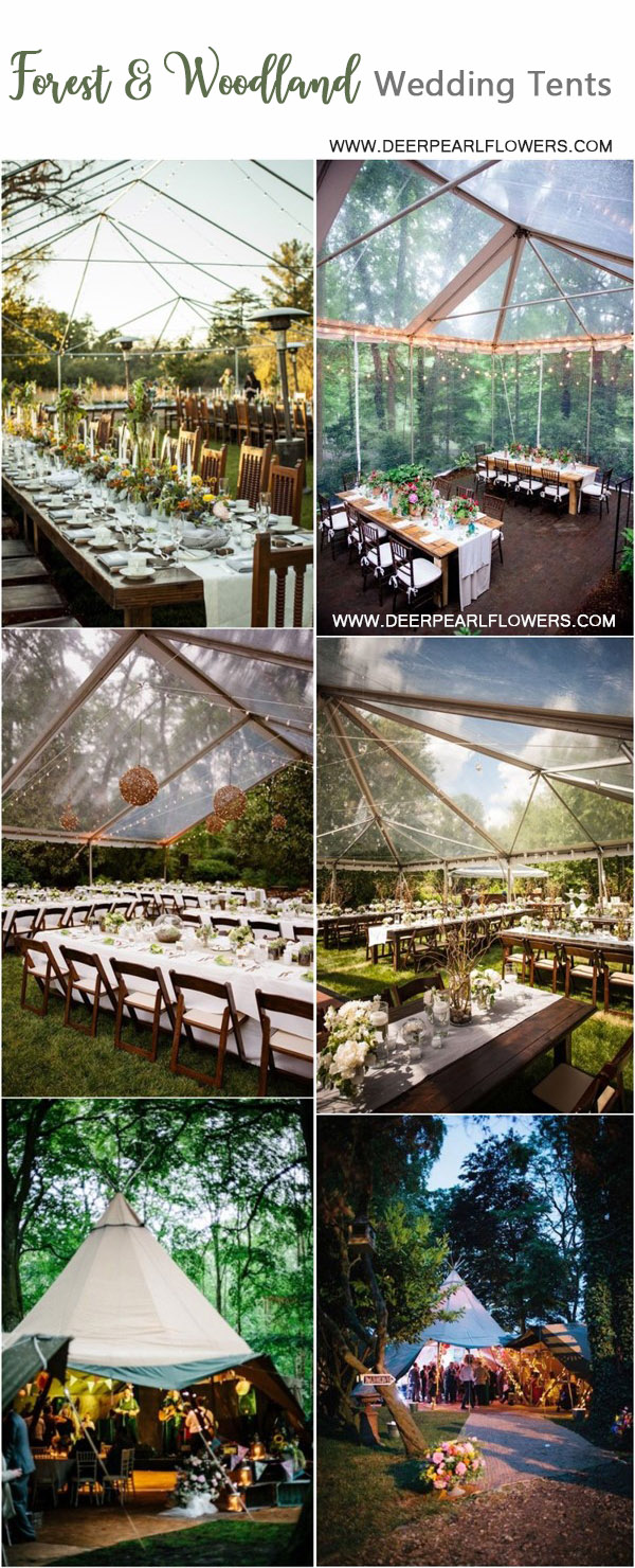 rustic country forest woodland wedding tent decor ideas