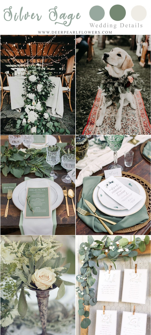 silver sage green wedding color ideas