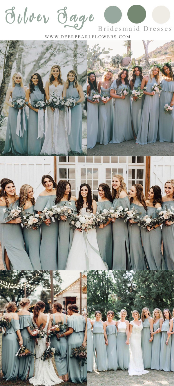 silver sage greenery brideasmaid dresses