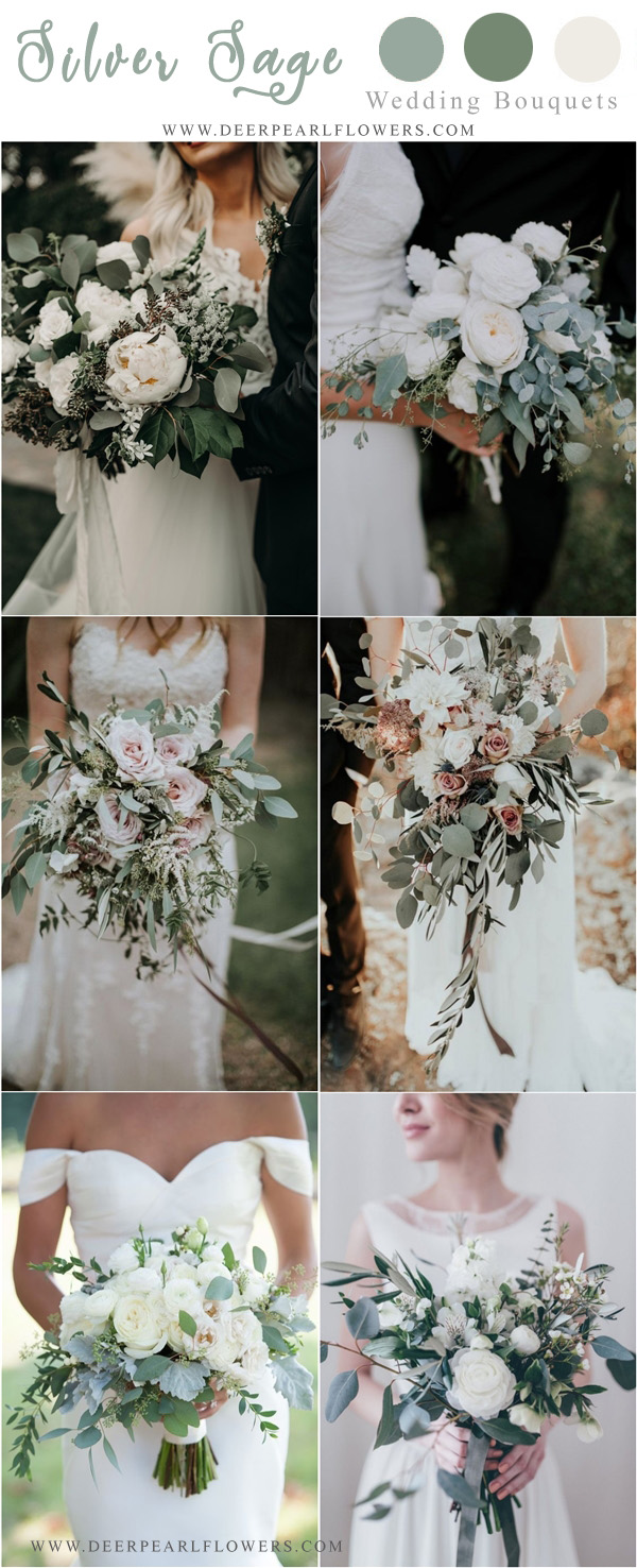 silver sage greenery wedding bouquets and flowers