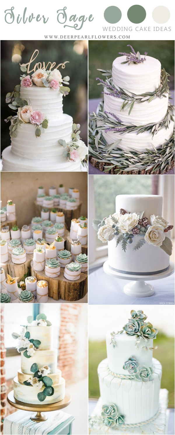 silver sage greenery wedding cake ideas