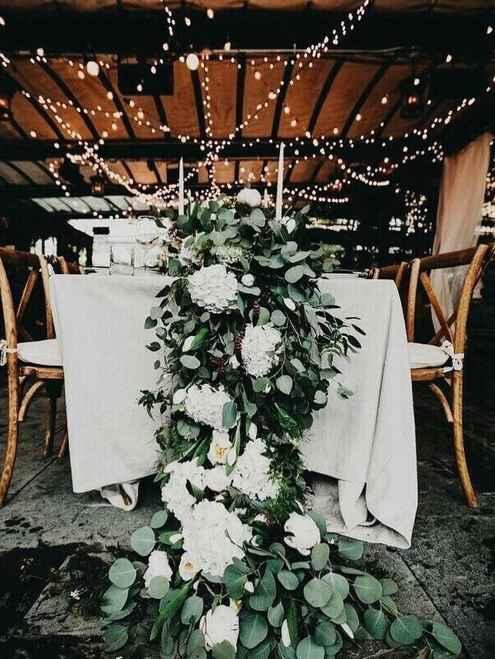 silver sage greenery wedding table runner