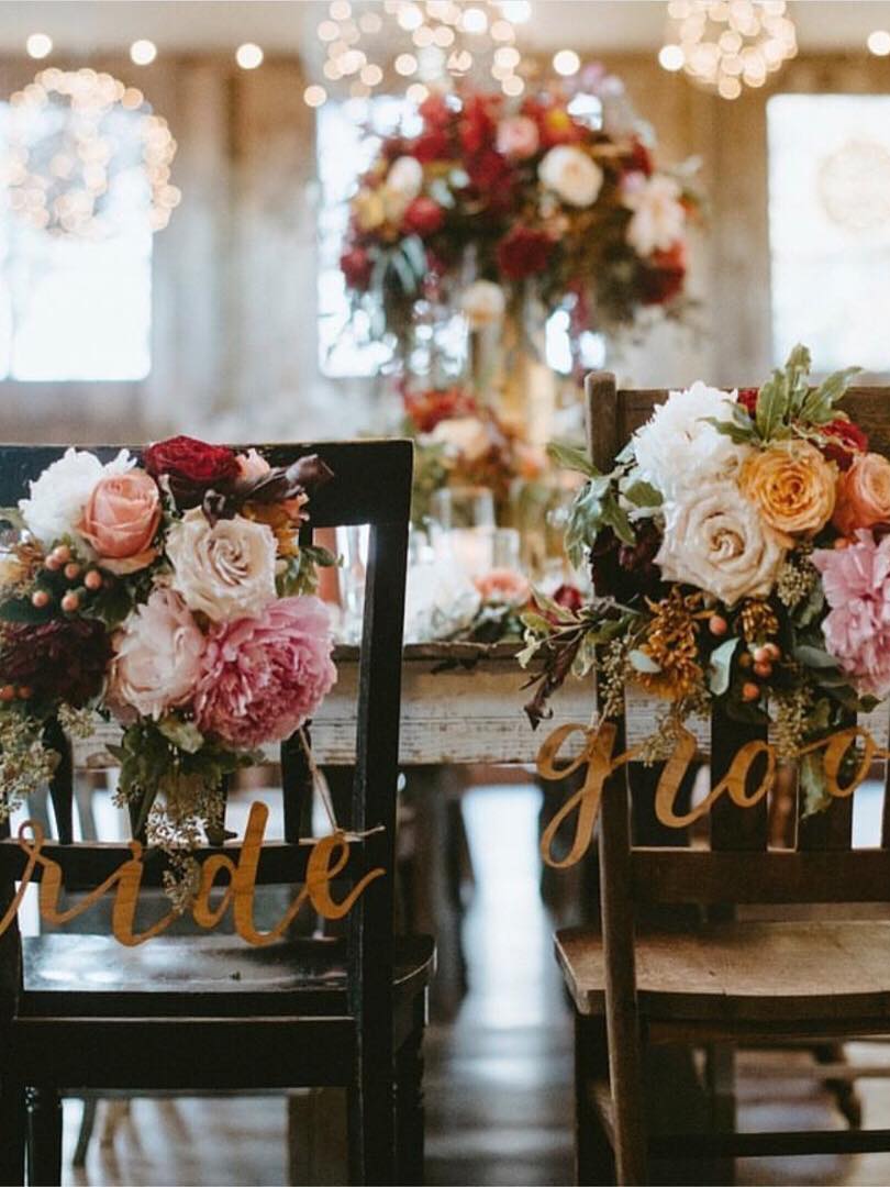 sunset orange and brown wedding chair decor3