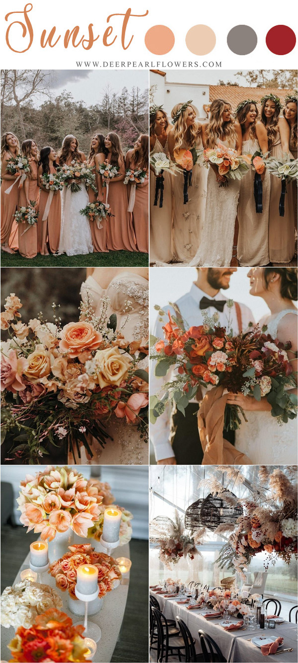 sunset orange fall wedding color ideas