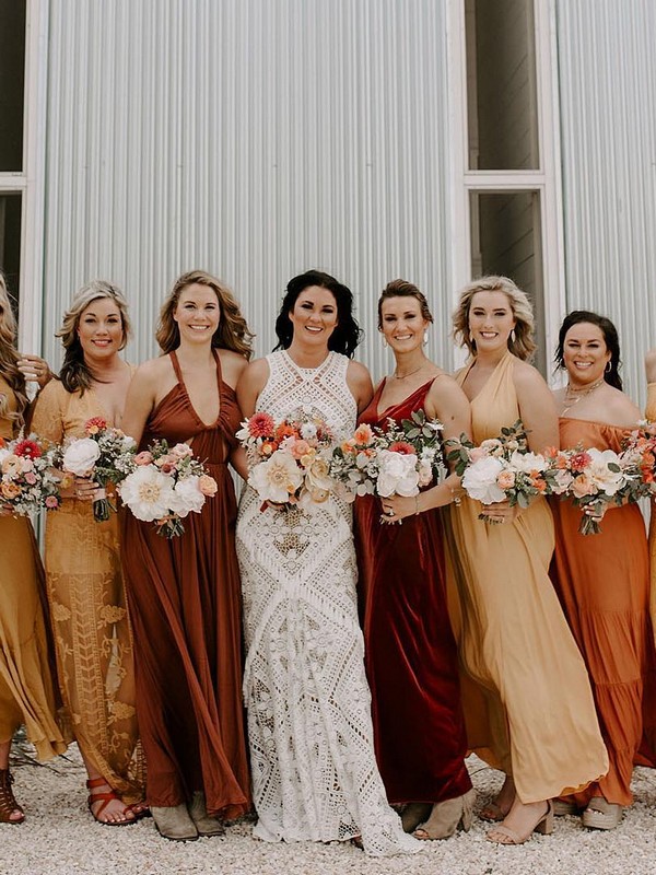 sunset orange mix and match bridesmaid dresses2