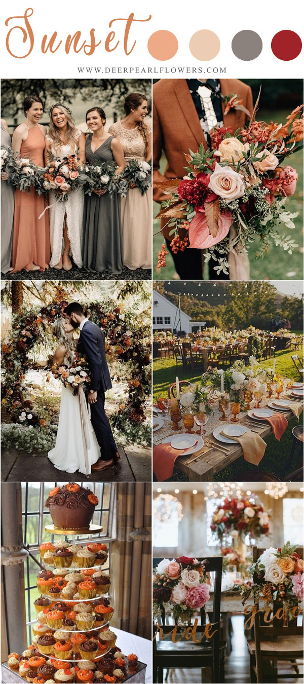 sunset orange wedding color ideas