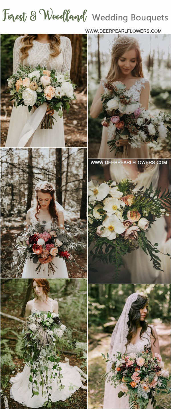 woodland forest greenery wedding flower bouquets
