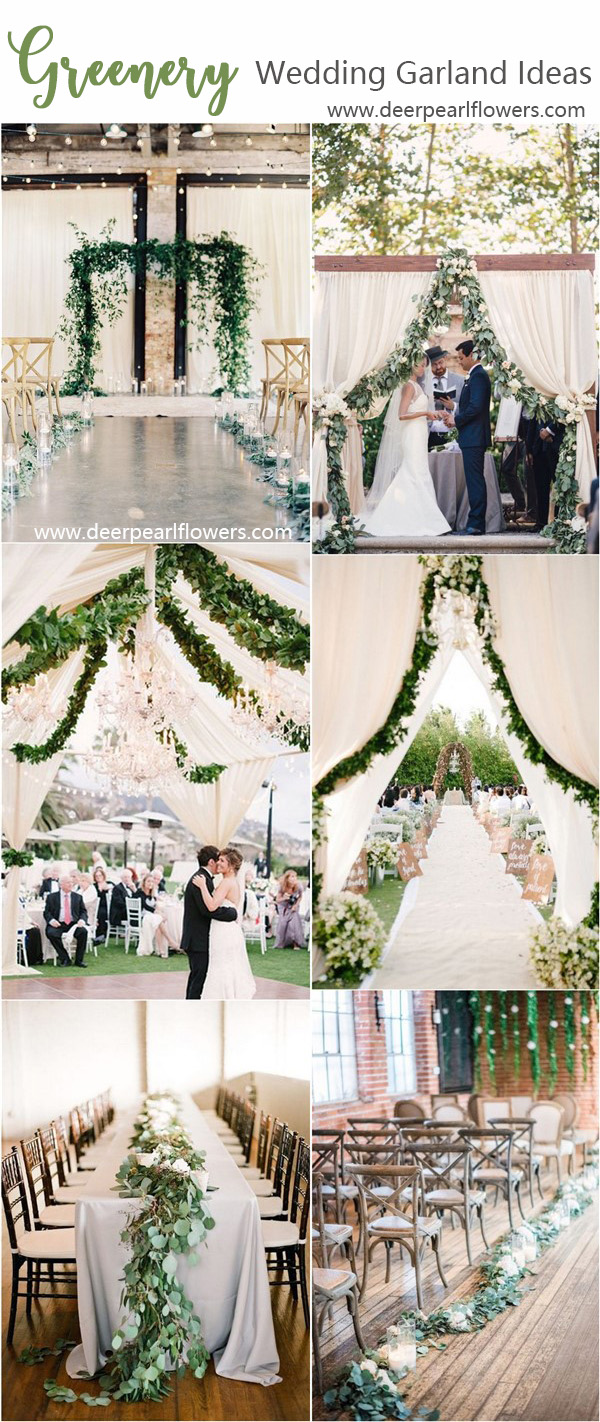 greenery wedding color ideas - greenery wedding garland decoration ideas