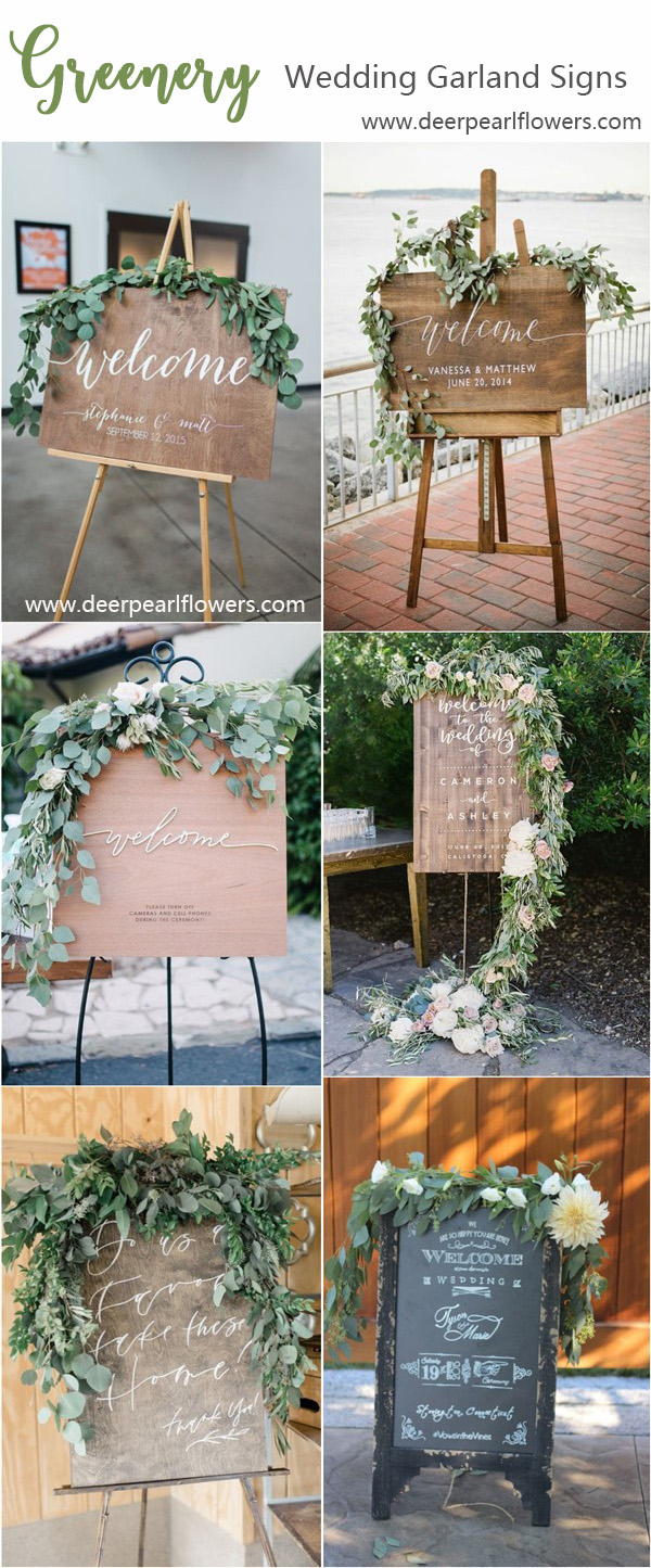 greenery wedding color ideas - greenery wedding garland sign ideas