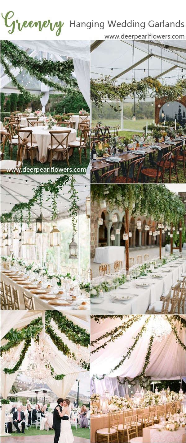 greenery wedding ideas - greenery hanging wedding garland ideas