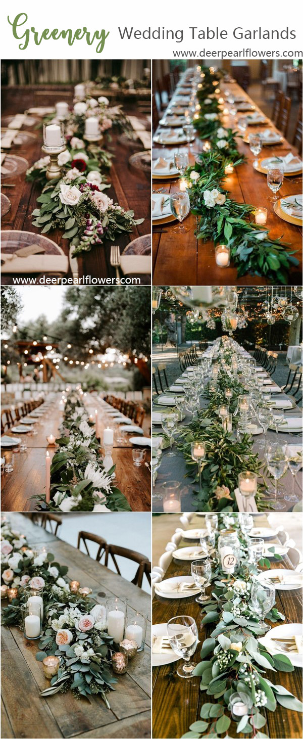 rustic greenery wedding garland table runner ideas