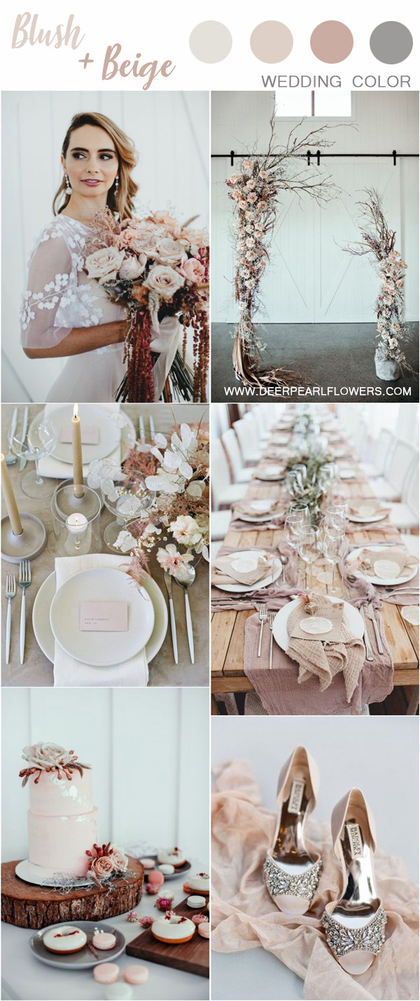 blush pink and beige neutral shades modern wedding colors