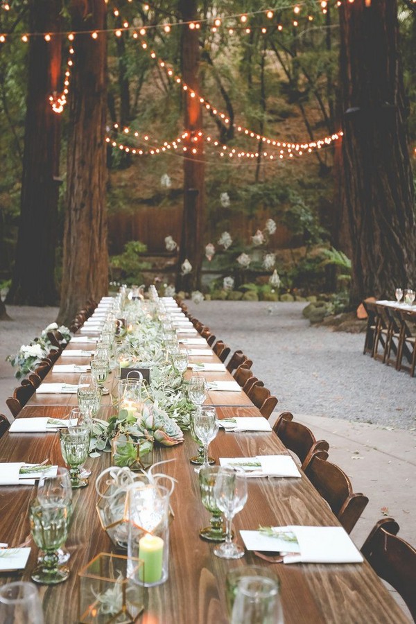bohemian long table wedding reception ideas 1
