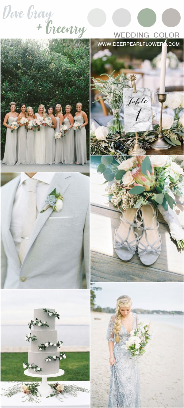 dove gray and green wedding color ideas