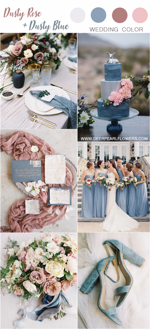 dusty blue and dusty rose wedding color ideas