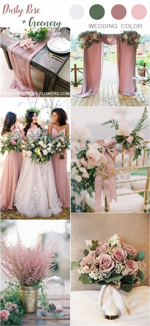 dusty rose and greenery wedding color combos