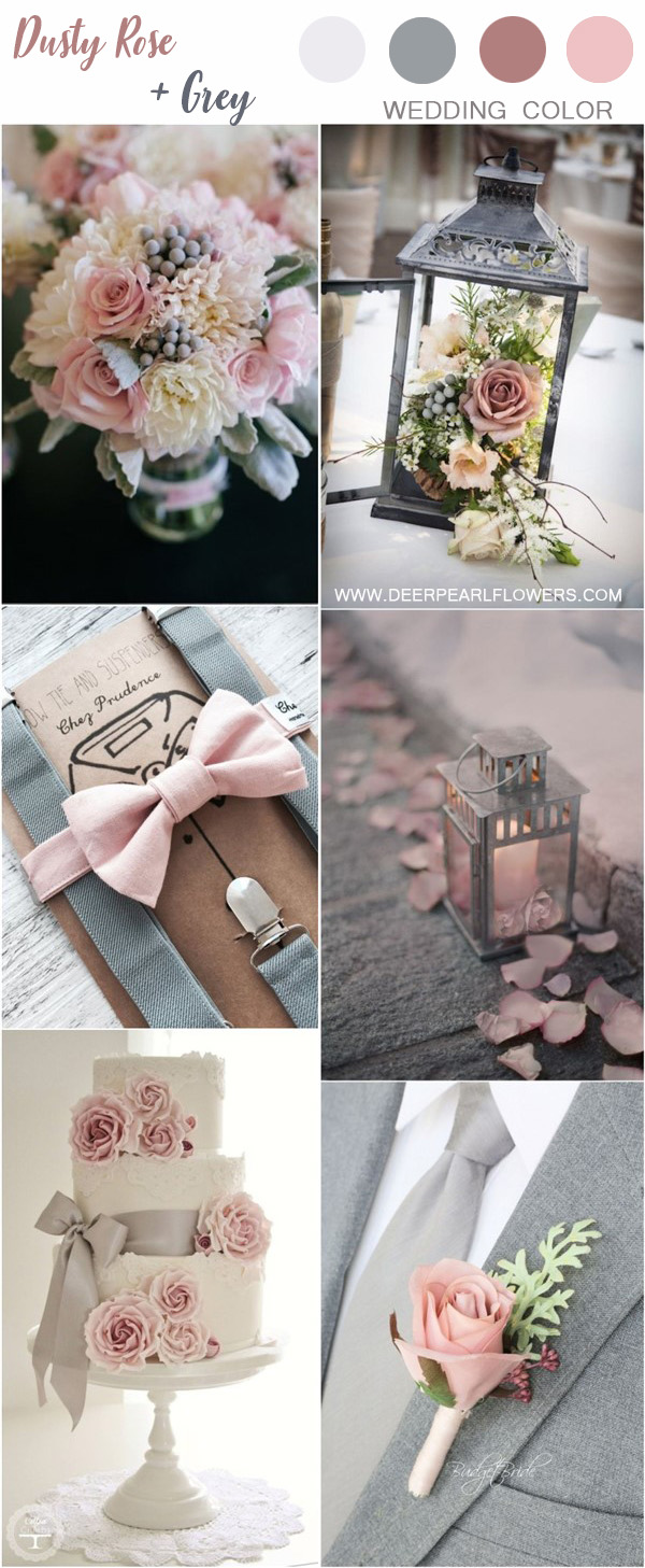 dusty rose and grey wedding color ideas