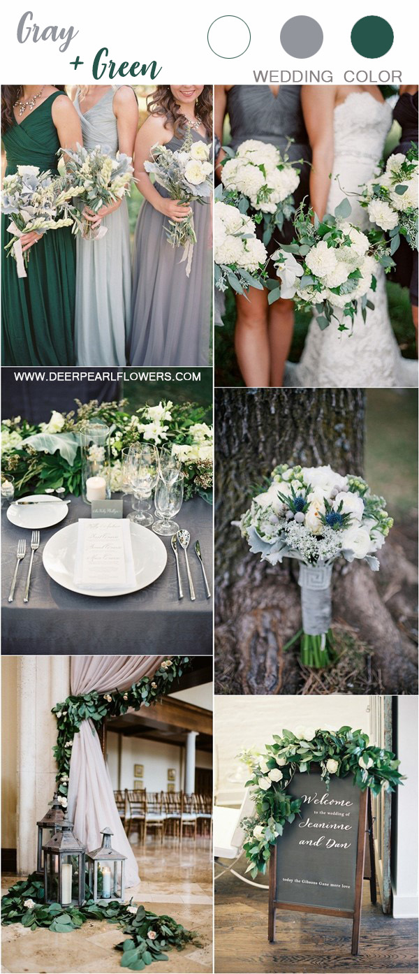 greenery and grey wedding color ideas