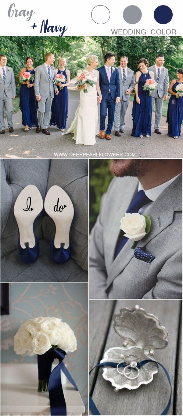 grey and navy blue wedding color ideas