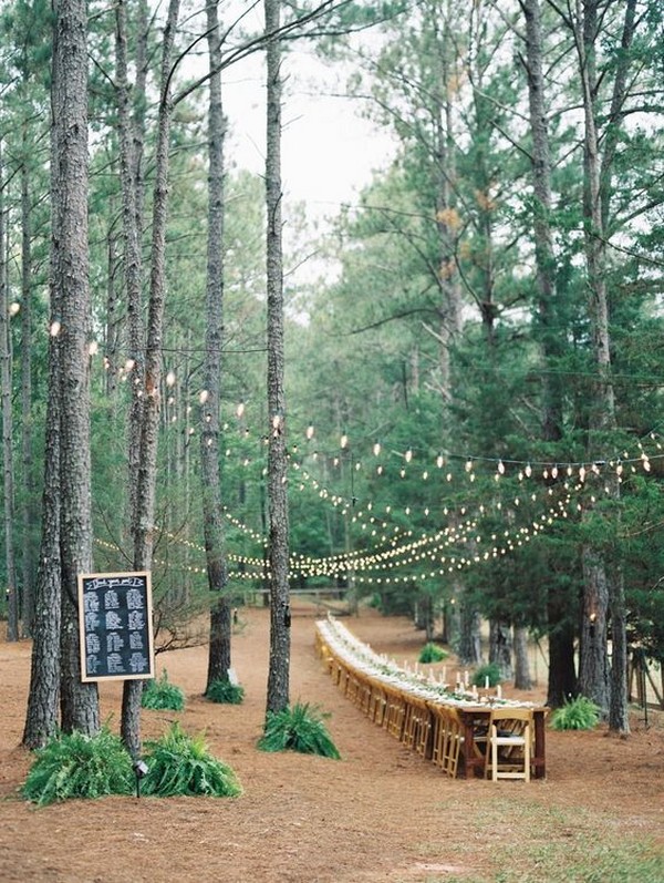 long table wedding reception ideas in the forest