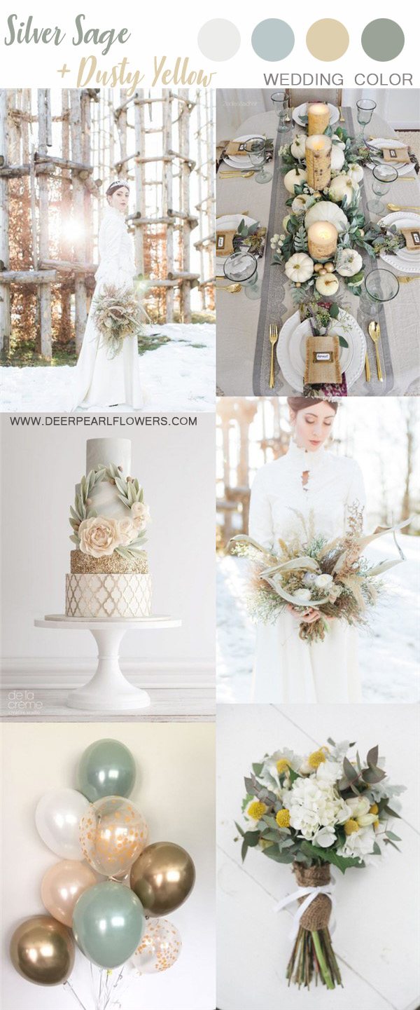 sage green ivory and yellow neutral wedding color ideas