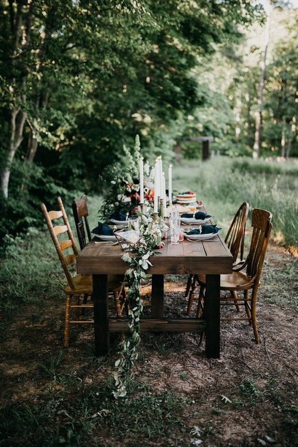 wedding reception settings for woodland weddings