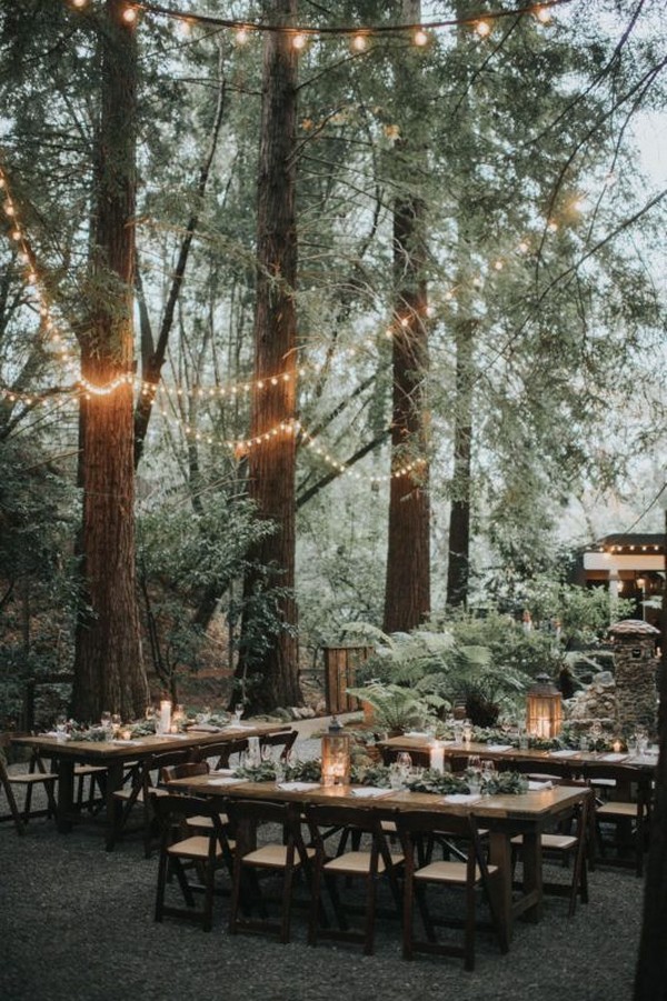 woodland forest table wedding reception ideas 4