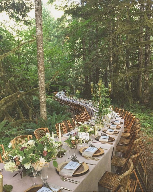 woodland forest table wedding reception ideas 7