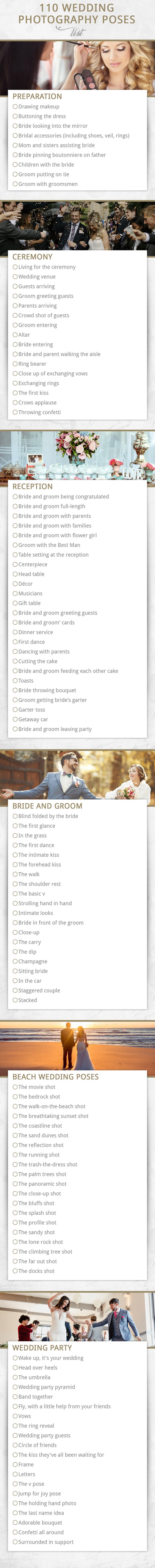 110 wedding photography poses checklist