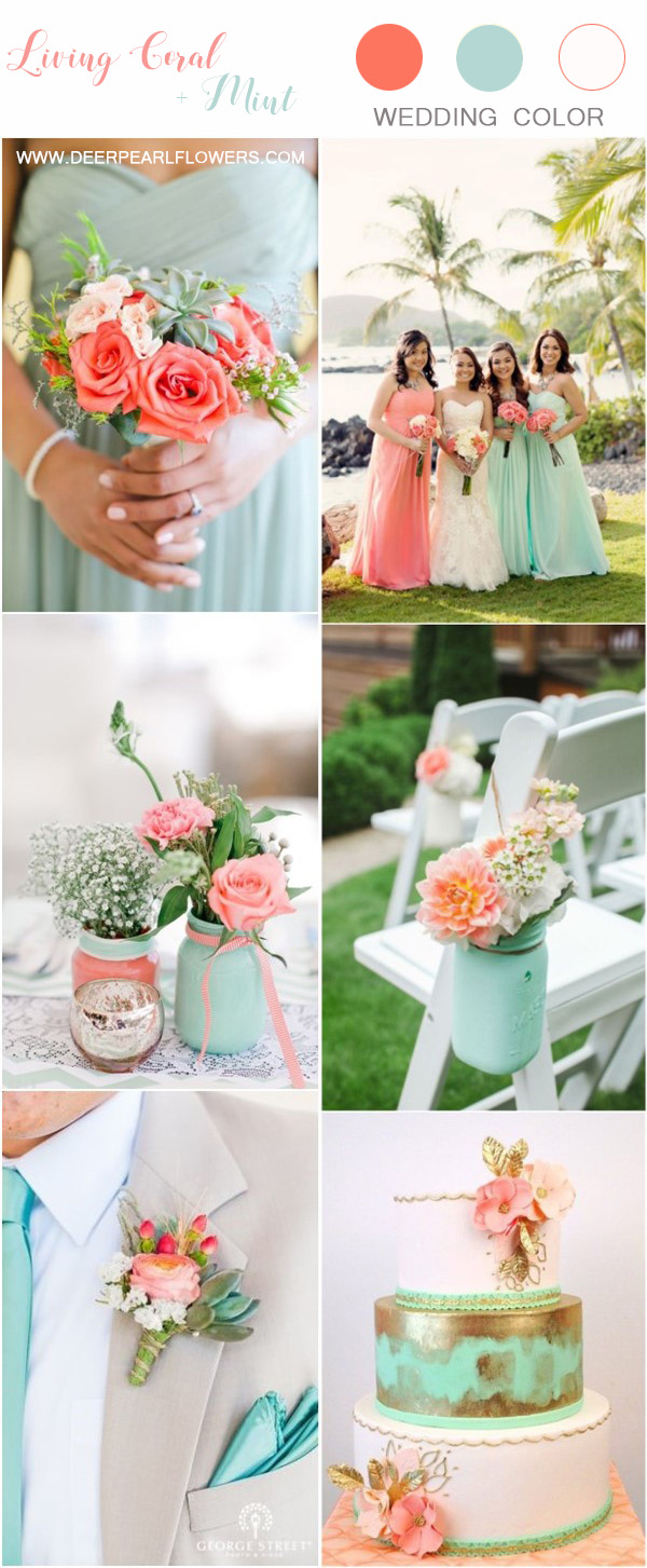 coral and mint green wedding color ideas