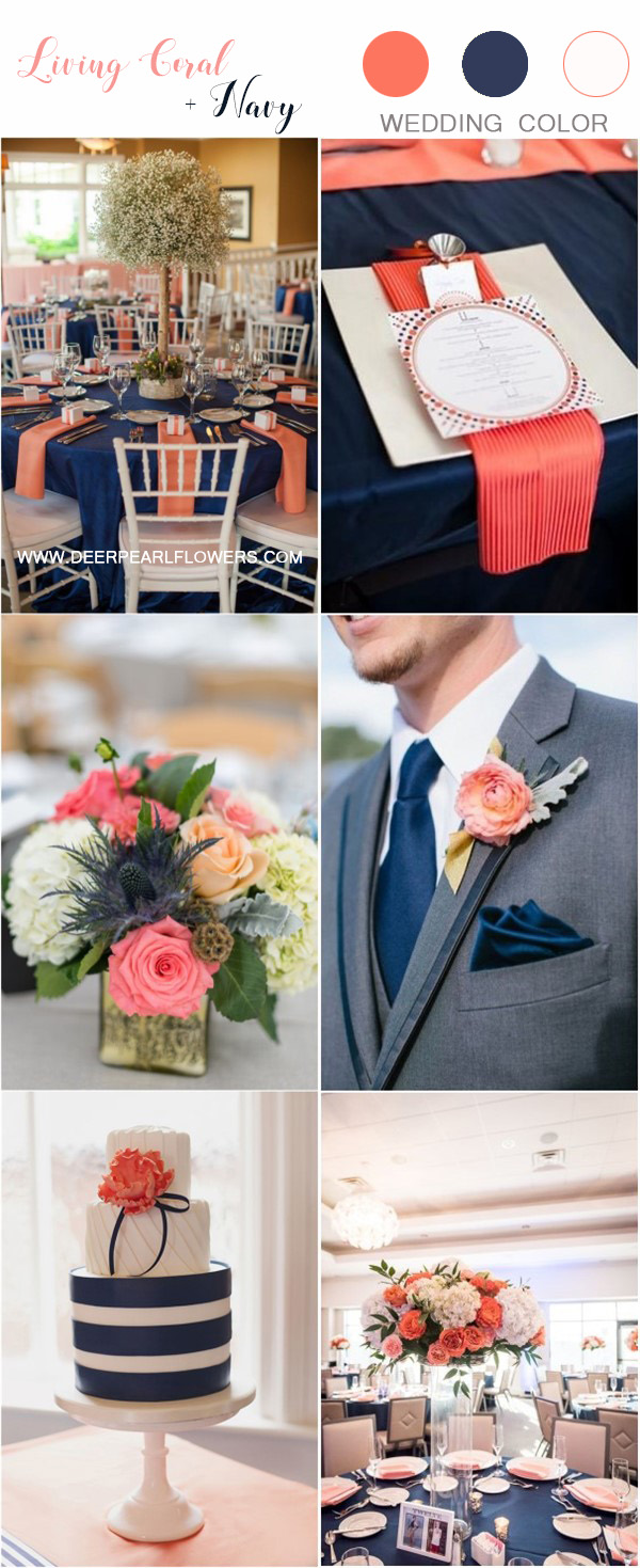 coral and navy blue wedding color ideas