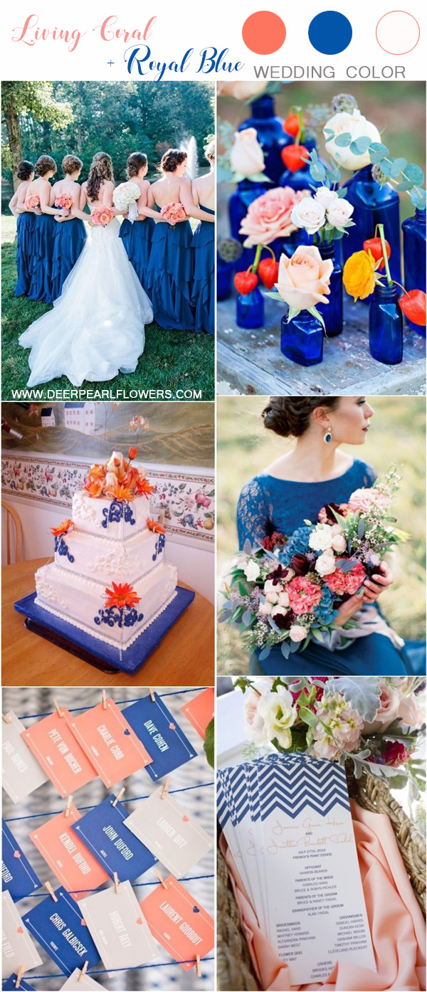 coral and royal blue wedding color ideas