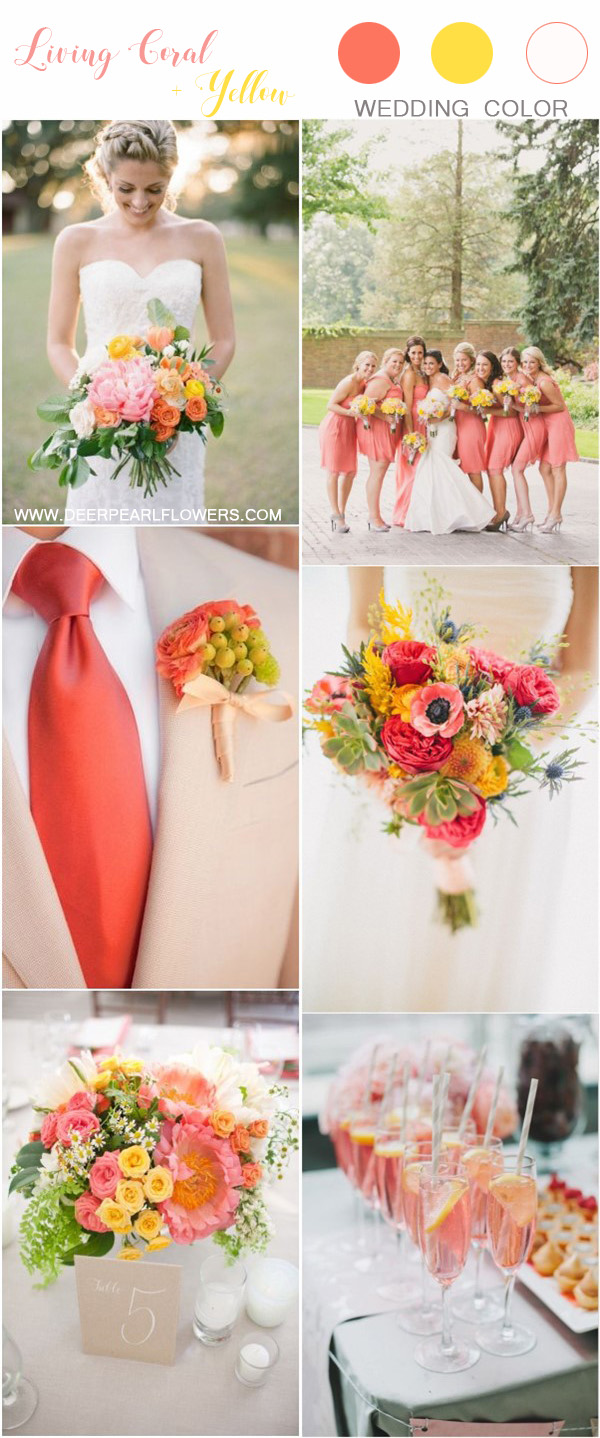 coral and yellow wedding color ideas