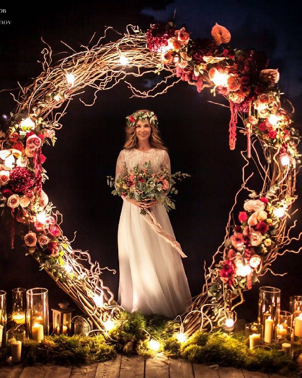 Night Wedding Arch with Lighting Decor Ideas