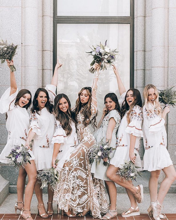 White Ivory Bridesmaid Dresses 