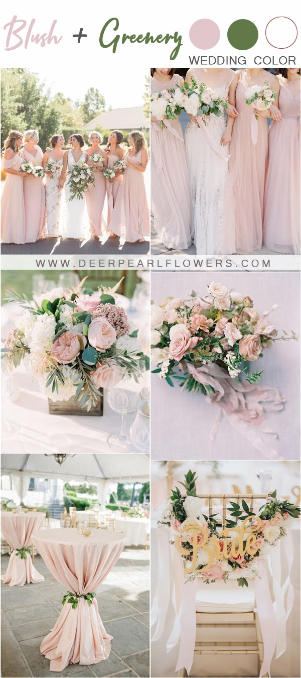Blush and greenery wedding color themes and ideas