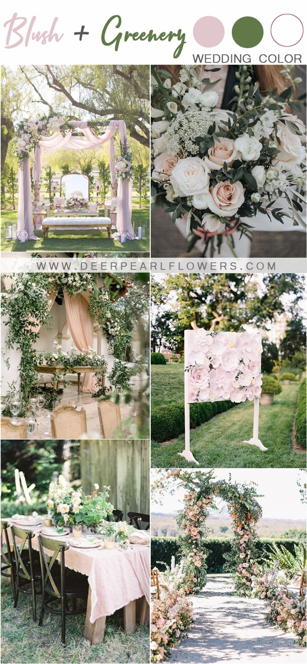 Blush and greenery wedding color themes and ideas
