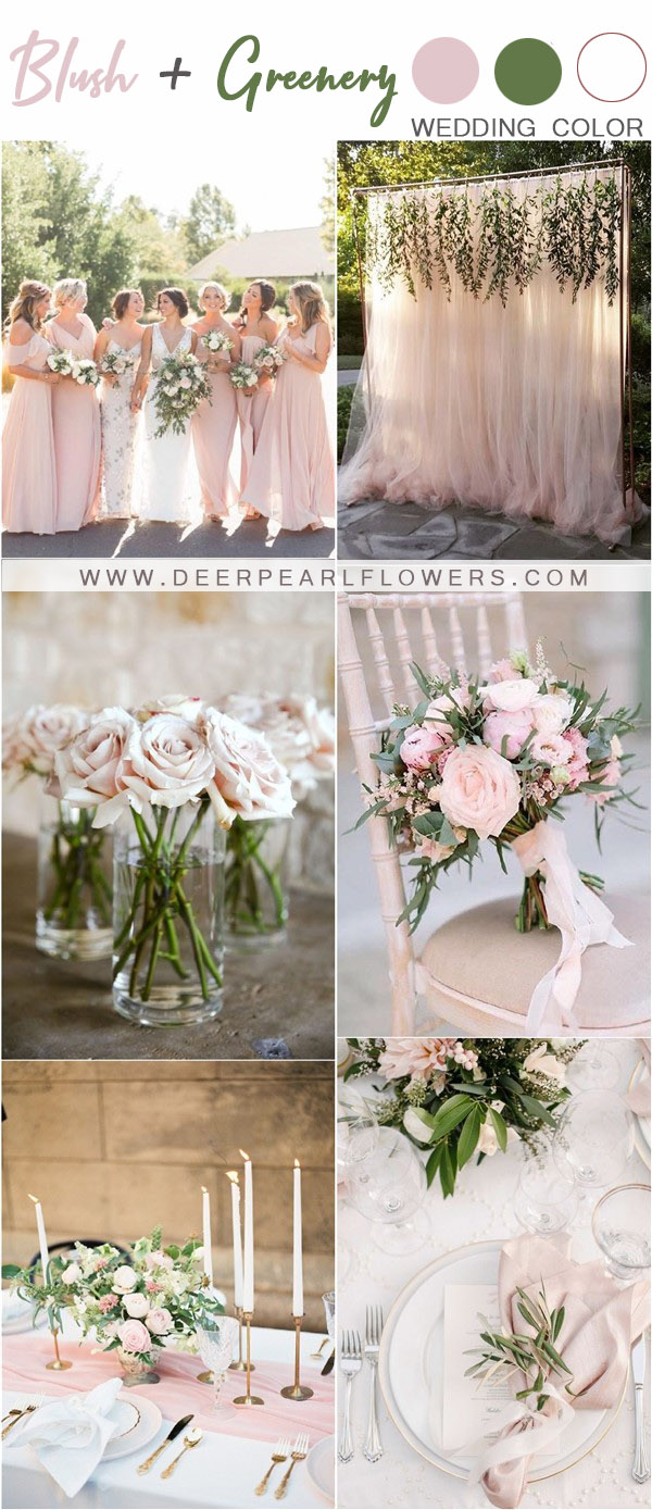 Blush and greenery wedding color themes and ideas