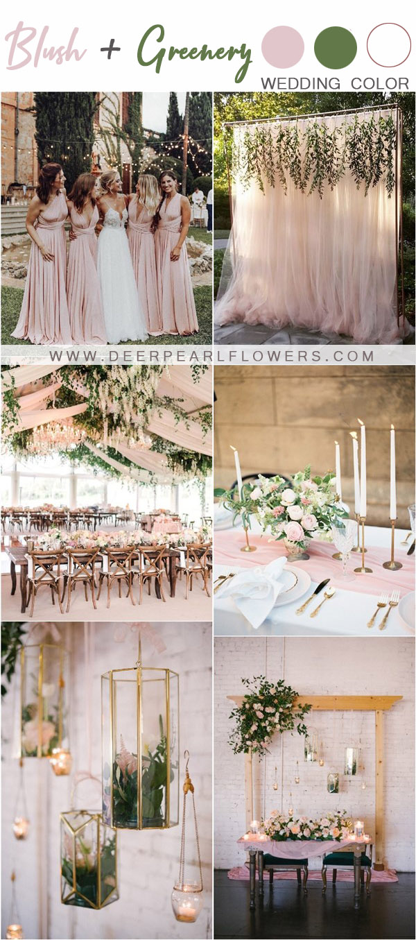 Blush and greenery wedding color themes and ideas