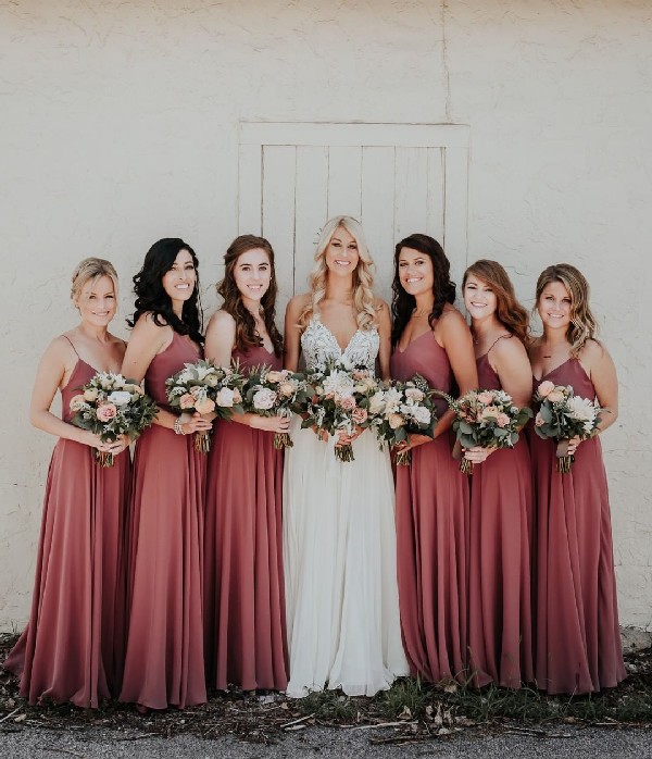 old rose color bridesmaid gown