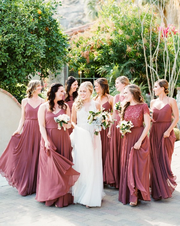 Cinnamon rose dusty rose mismatch bridesmaid dresses