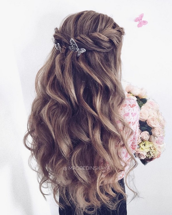 Long half up half down wedding hairstyles from mpobedinskaya