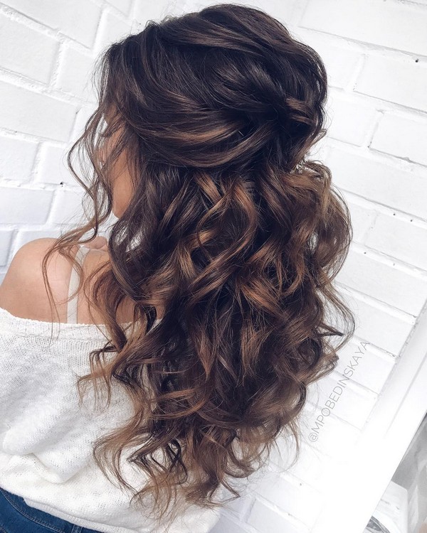 Long half up half down wedding hairstyles from mpobedinskaya