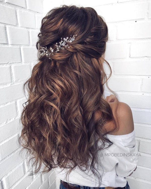 Long half up half down wedding hairstyles from mpobedinskaya