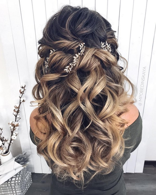 Long half up half down wedding hairstyles from mpobedinskaya