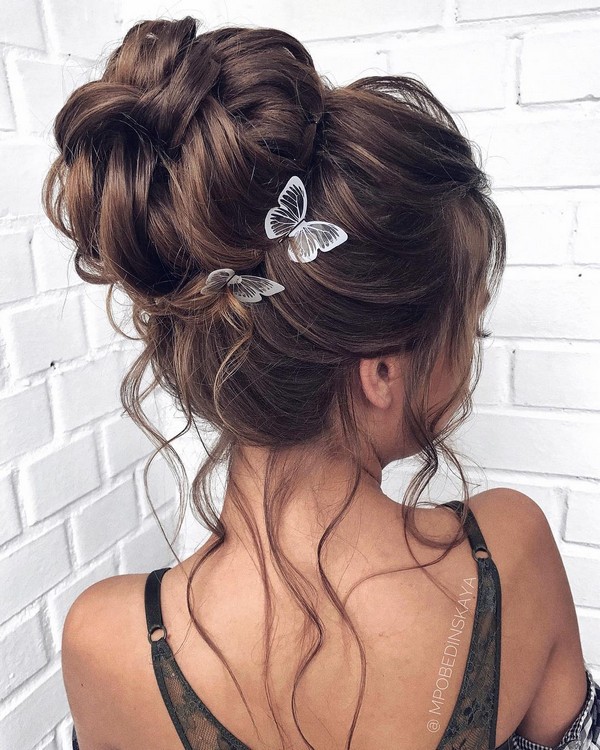 Wedding Guest High Bun Updos with Hair Accessories