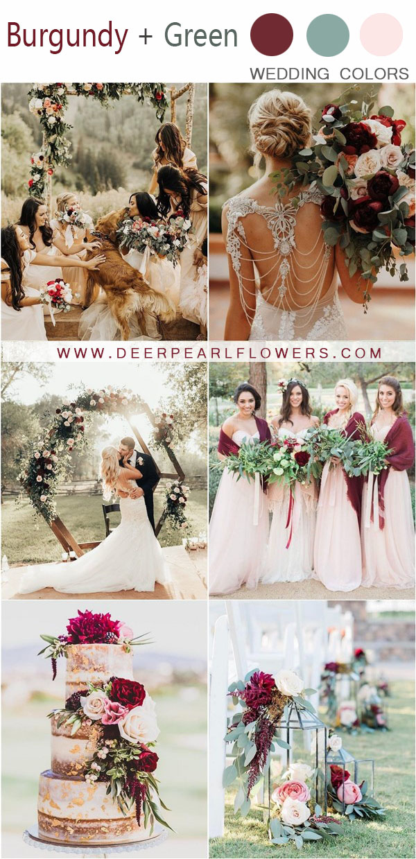 blush and burgundy greenery wedding color ideas